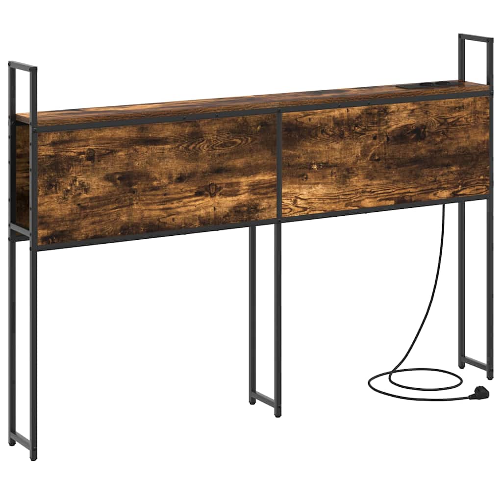 Opberghoofdbord met Oplaadstation Gerookt eiken Bewerkt hout is nu te koop bij PeponiXL, paradijselijk wonen!