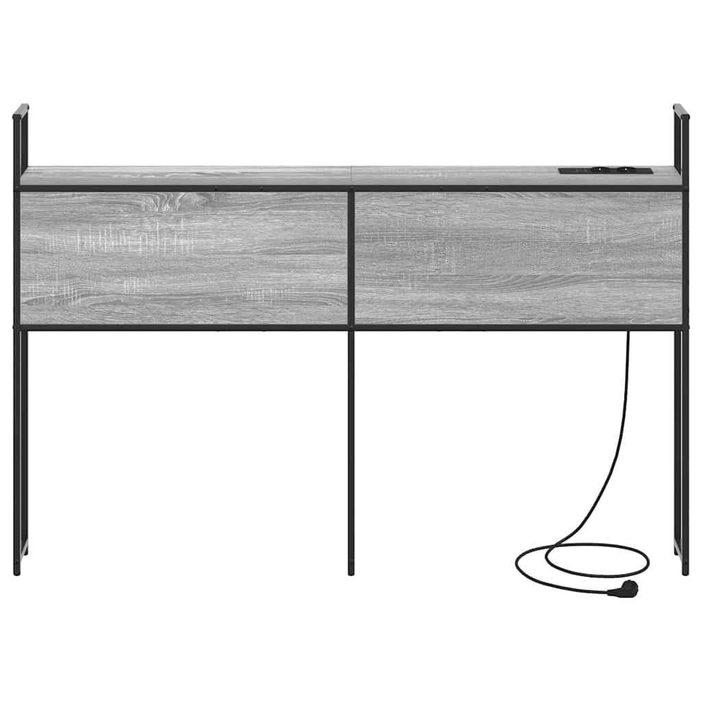 Opberghoofdbord met Oplaadstation Grijs sonoma Bewerkt hout is nu te koop bij PeponiXL, paradijselijk wonen!