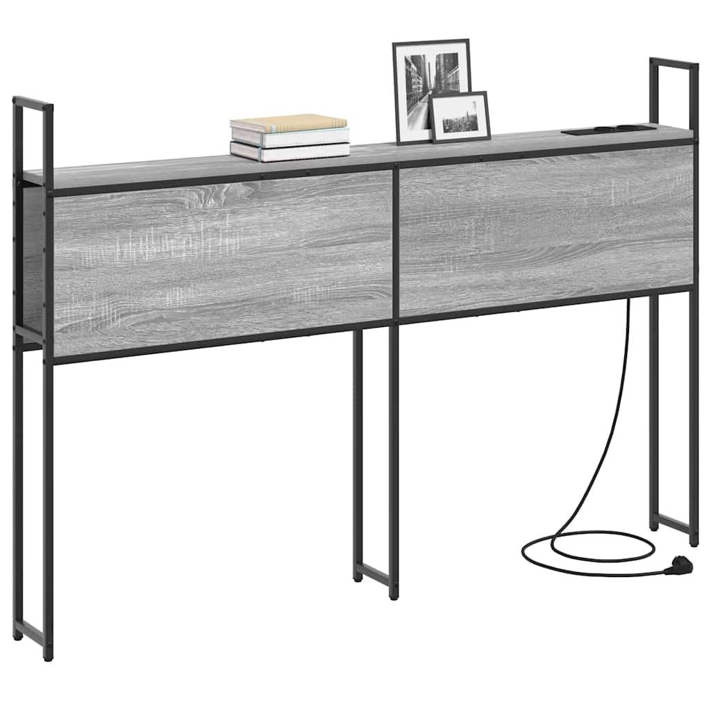 Opberghoofdbord met Oplaadstation Grijs sonoma Bewerkt hout is nu te koop bij PeponiXL, paradijselijk wonen!