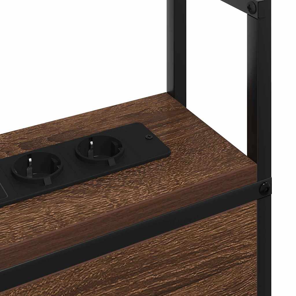 Opberghoofdbord met Oplaadstation bruin eikenkleur Bewerkt hout is nu te koop bij PeponiXL, paradijselijk wonen!