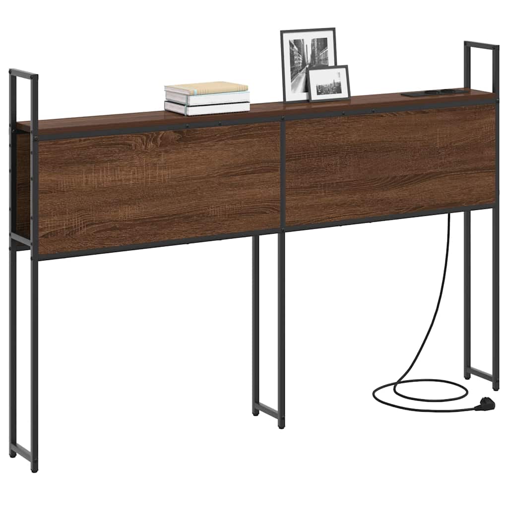 Opberghoofdbord met Oplaadstation bruin eikenkleur Bewerkt hout is nu te koop bij PeponiXL, paradijselijk wonen!
