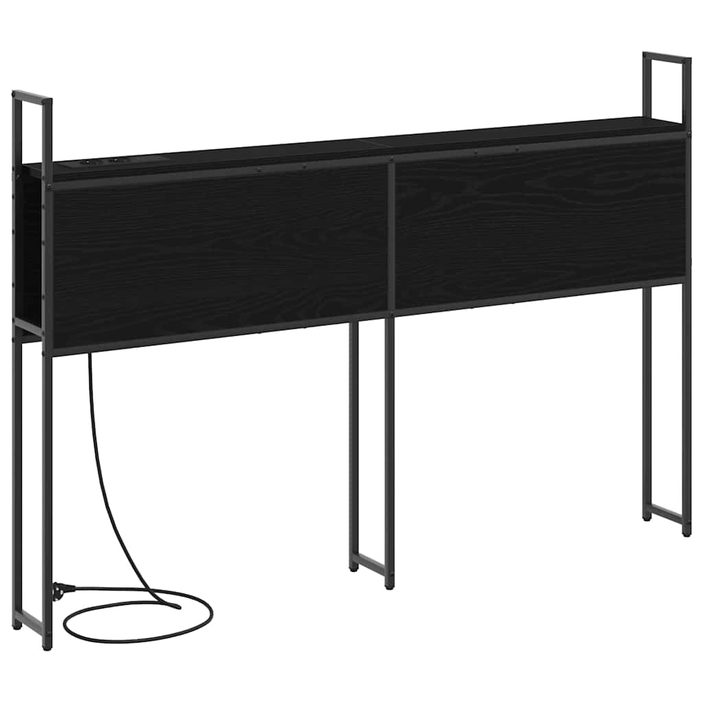 Opberghoofdbord met Oplaadstation Zwart eiken Bewerkt hout is nu te koop bij PeponiXL, paradijselijk wonen!