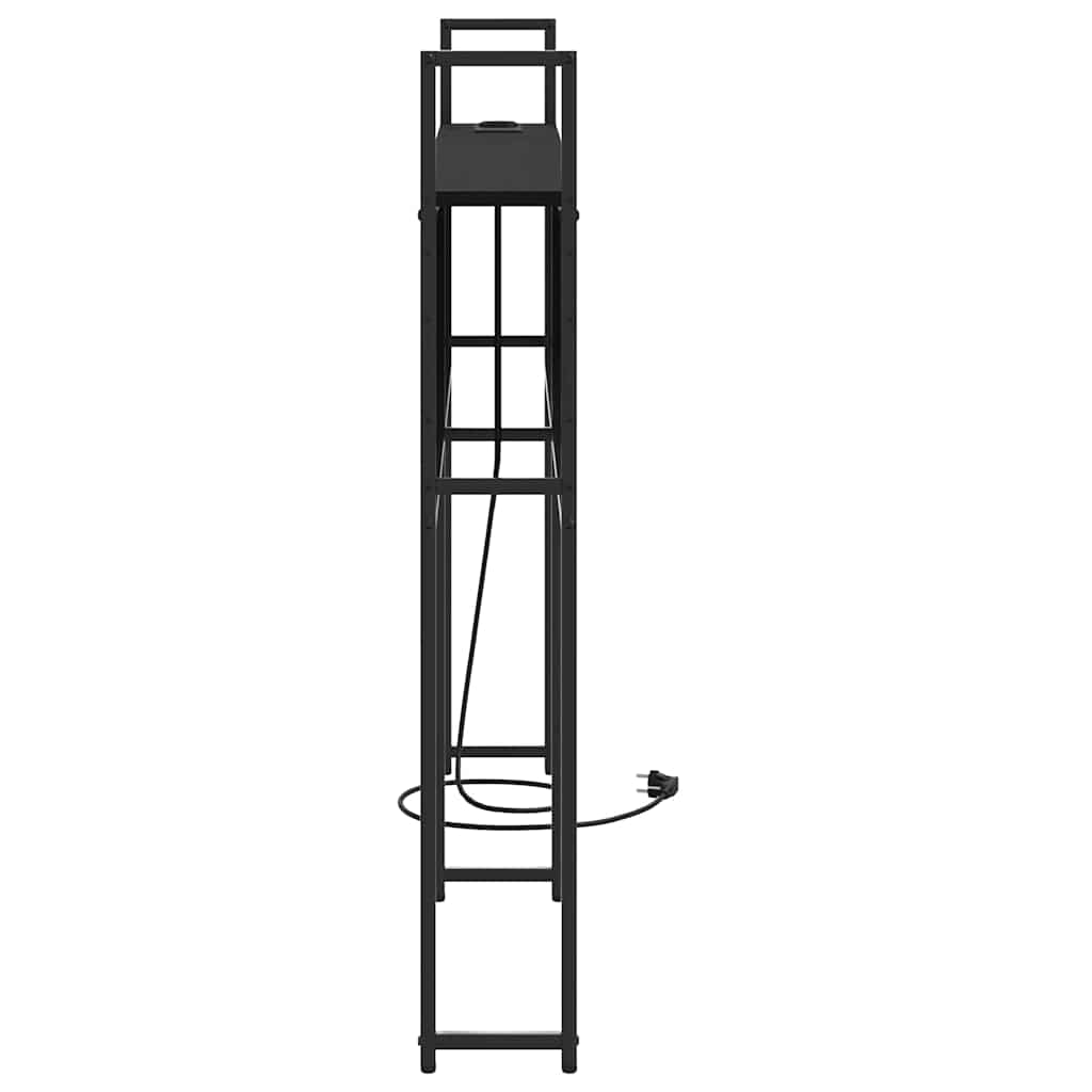 Opberghoofdbord met Oplaadstation Zwart eiken Bewerkt hout is nu te koop bij PeponiXL, paradijselijk wonen!