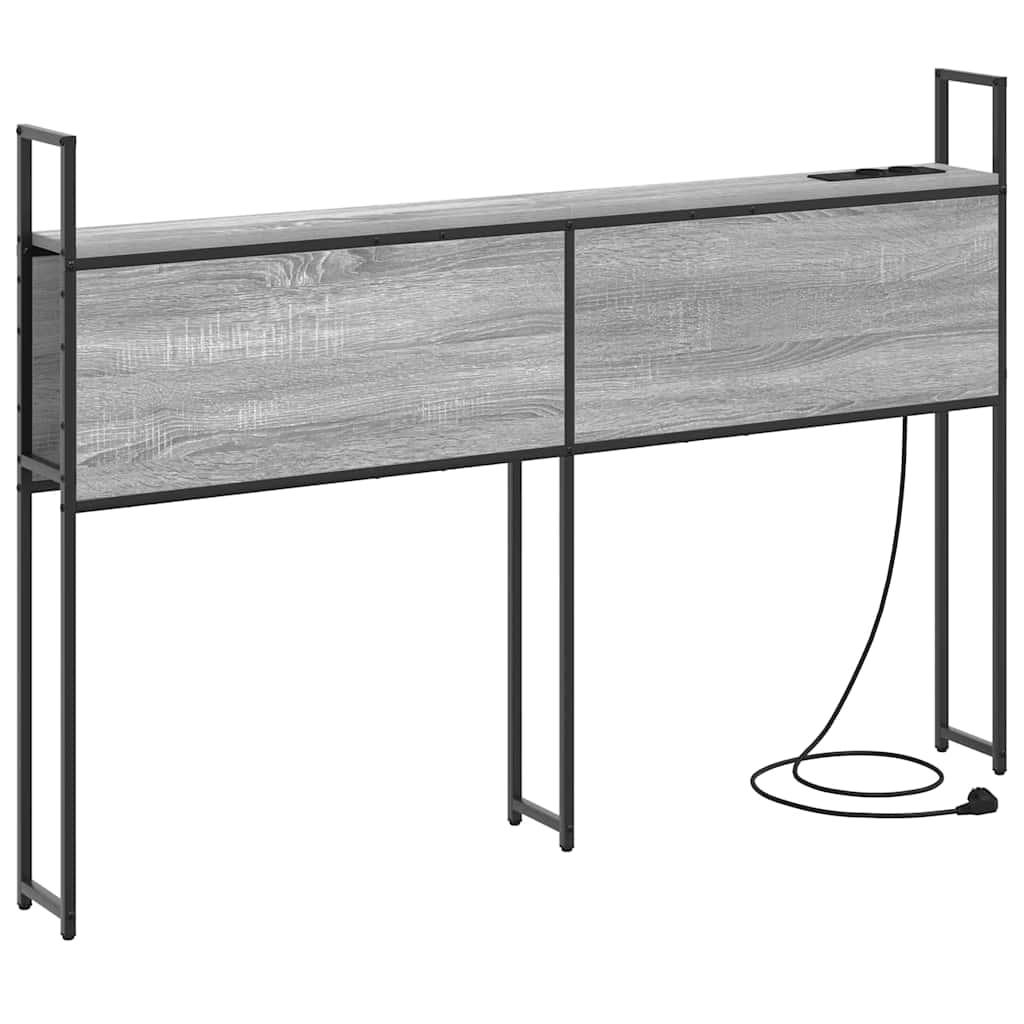 Opberghoofdbord met Oplaadstation Grijs sonoma Bewerkt hout is nu te koop bij PeponiXL, paradijselijk wonen!