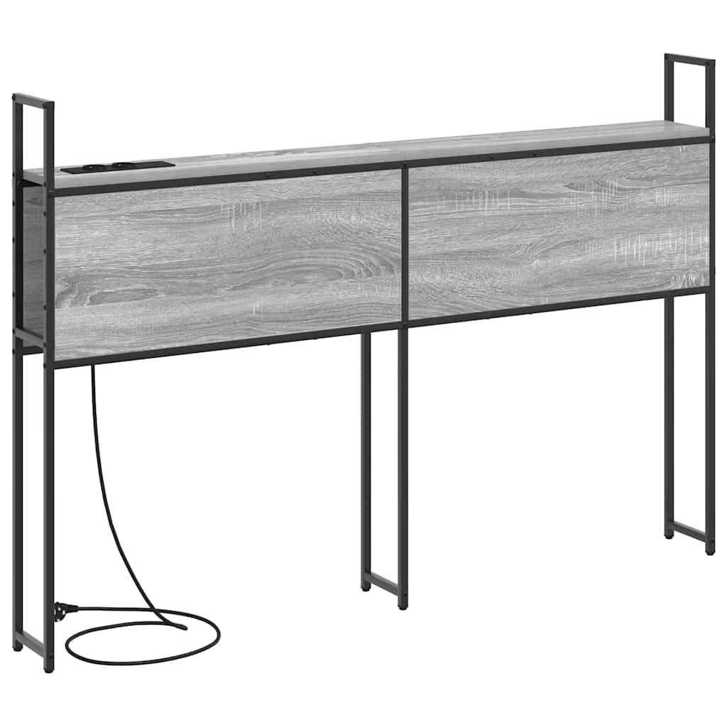 Opberghoofdbord met Oplaadstation Grijs sonoma Bewerkt hout is nu te koop bij PeponiXL, paradijselijk wonen!