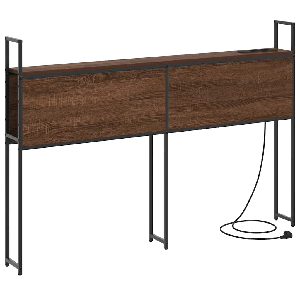 Opberghoofdbord met Oplaadstation bruin eikenkleur Bewerkt hout is nu te koop bij PeponiXL, paradijselijk wonen!