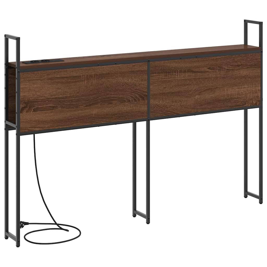 Opberghoofdbord met Oplaadstation bruin eikenkleur Bewerkt hout is nu te koop bij PeponiXL, paradijselijk wonen!