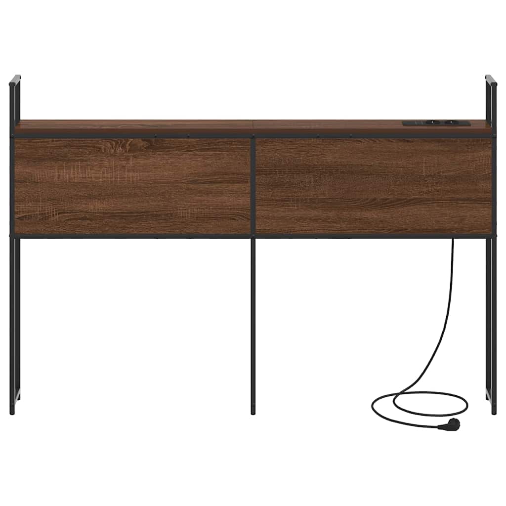 Opberghoofdbord met Oplaadstation bruin eikenkleur Bewerkt hout is nu te koop bij PeponiXL, paradijselijk wonen!