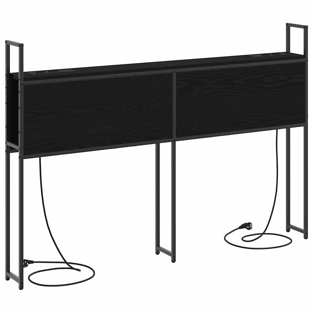 Opberghoofdbord met Oplaadstation Zwart eiken Bewerkt hout is nu te koop bij PeponiXL, paradijselijk wonen!