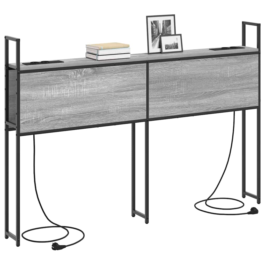 Opberghoofdbord met Oplaadstation Grijs sonoma Bewerkt hout is nu te koop bij PeponiXL, paradijselijk wonen!