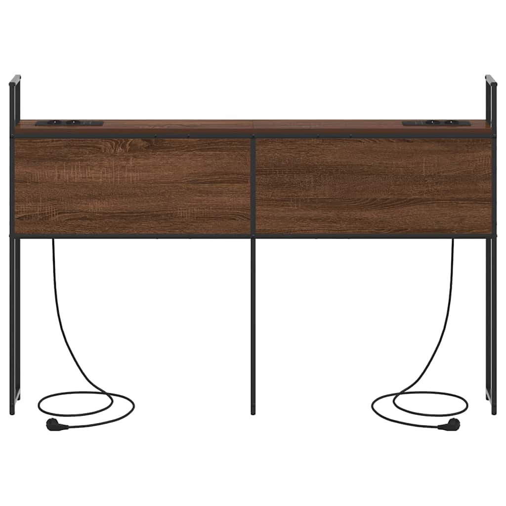 Opberghoofdbord met Oplaadstation bruin eikenkleur Bewerkt hout is nu te koop bij PeponiXL, paradijselijk wonen!