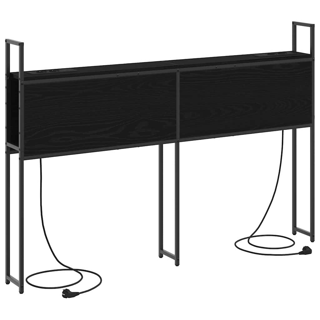 Opberghoofdbord met Oplaadstation Zwart eiken Bewerkt hout is nu te koop bij PeponiXL, paradijselijk wonen!