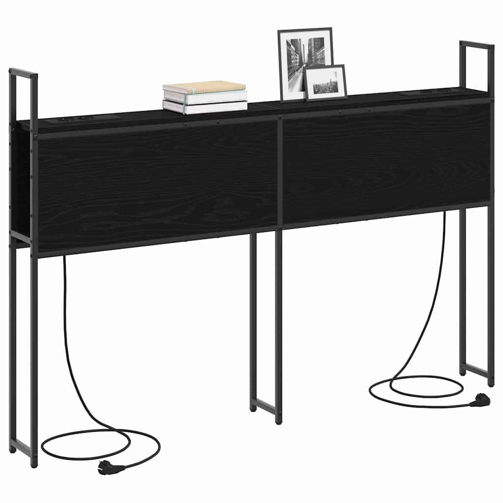 Opberghoofdbord met Oplaadstation Zwart eiken Bewerkt hout is nu te koop bij PeponiXL, paradijselijk wonen!