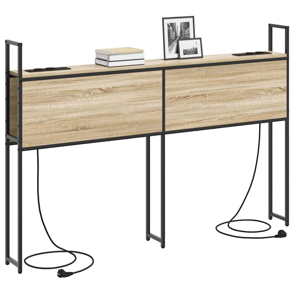 Opberghoofdbord met Oplaadstation Sonoma eiken Bewerkt hout is nu te koop bij PeponiXL, paradijselijk wonen!