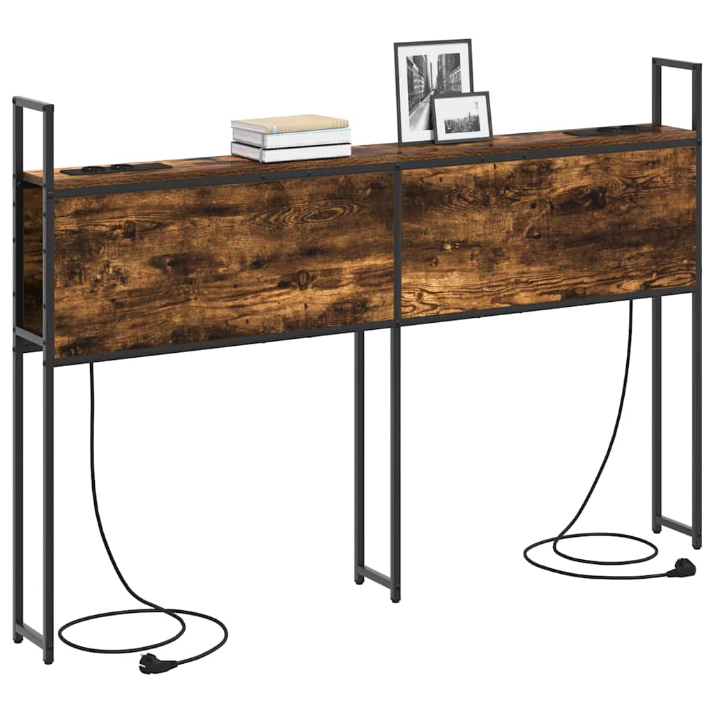 Opberghoofdbord met Oplaadstation Gerookt eiken Bewerkt hout is nu te koop bij PeponiXL, paradijselijk wonen!