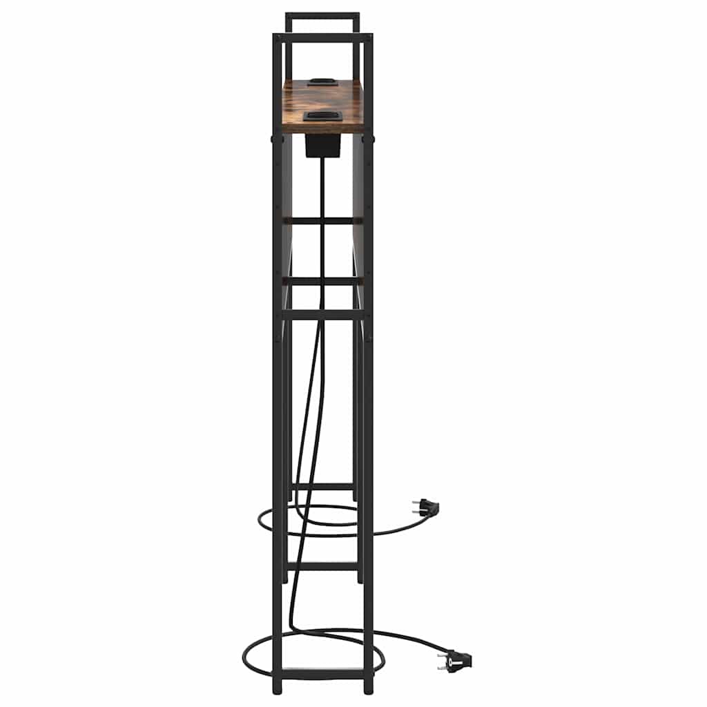 Opberghoofdbord met Oplaadstation Gerookt eiken Bewerkt hout is nu te koop bij PeponiXL, paradijselijk wonen!