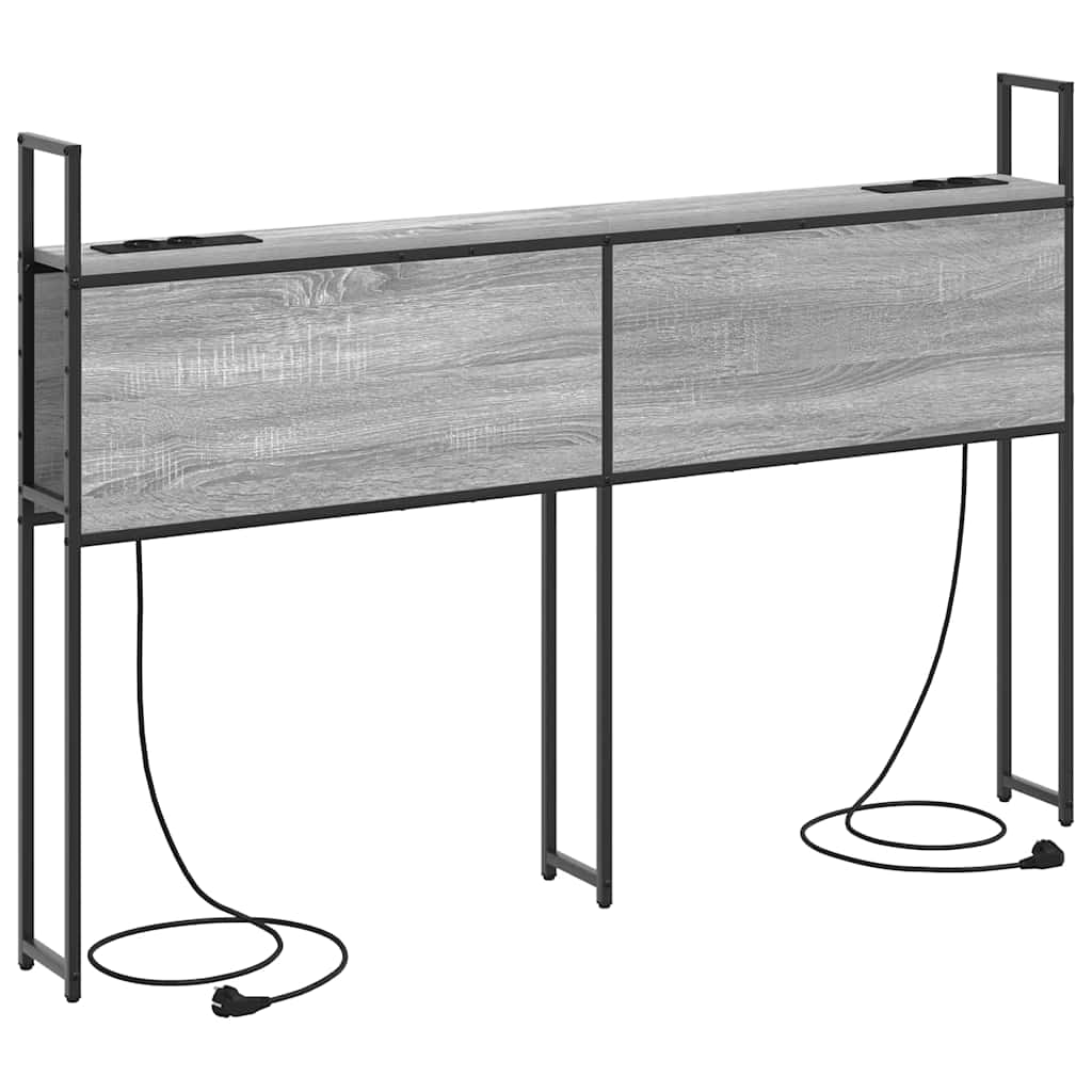 Opberghoofdbord met Oplaadstation Grijs sonoma Bewerkt hout is nu te koop bij PeponiXL, paradijselijk wonen!
