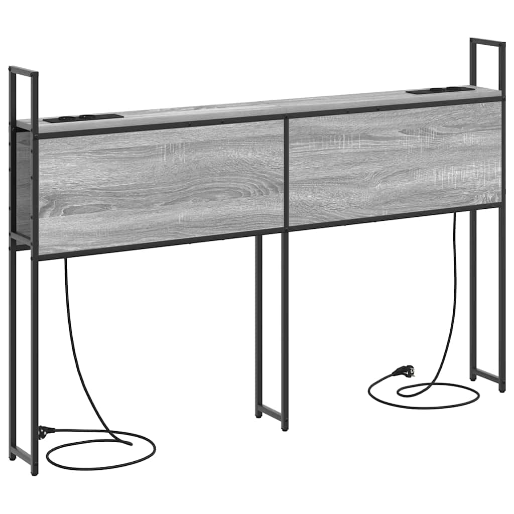 Opberghoofdbord met Oplaadstation Grijs sonoma Bewerkt hout is nu te koop bij PeponiXL, paradijselijk wonen!
