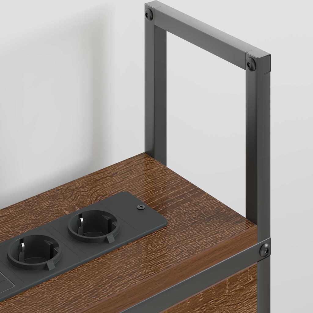 Opberghoofdbord met Oplaadstation bruin eikenkleur Bewerkt hout is nu te koop bij PeponiXL, paradijselijk wonen!
