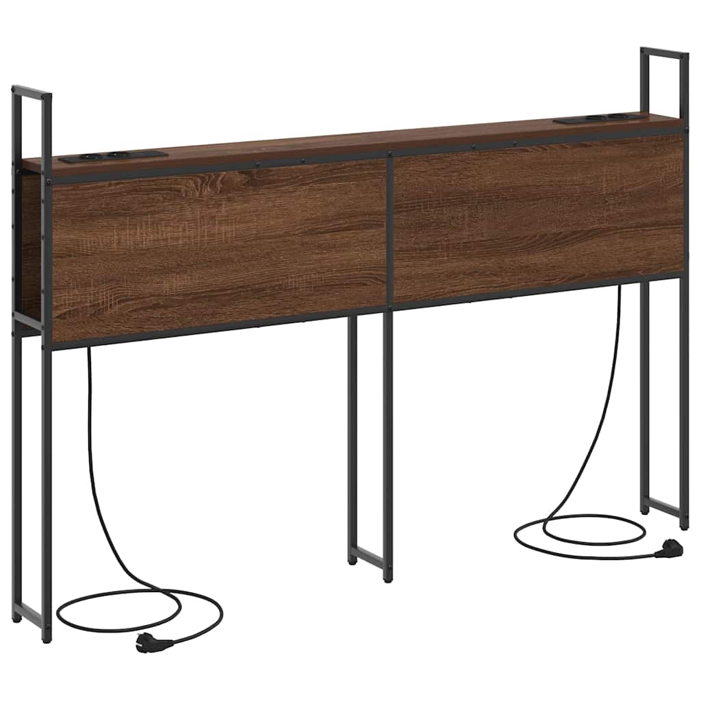 Opberghoofdbord met Oplaadstation bruin eikenkleur Bewerkt hout is nu te koop bij PeponiXL, paradijselijk wonen!