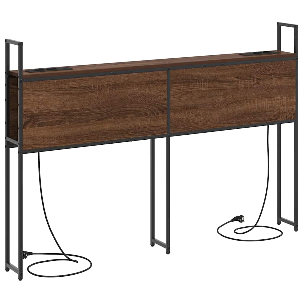 Opberghoofdbord met Oplaadstation bruin eikenkleur Bewerkt hout is nu te koop bij PeponiXL, paradijselijk wonen!