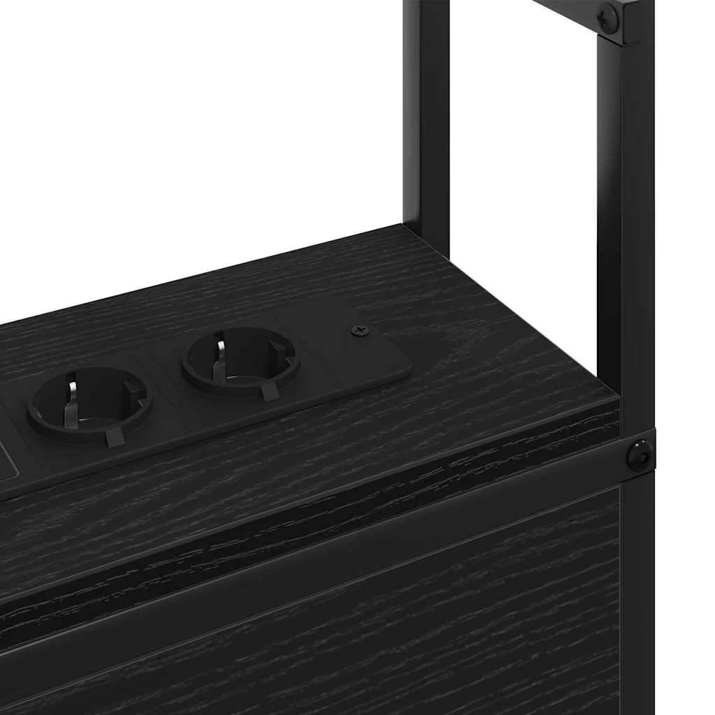 Opberghoofdbord met Oplaadstation Zwart eiken Bewerkt hout is nu te koop bij PeponiXL, paradijselijk wonen!