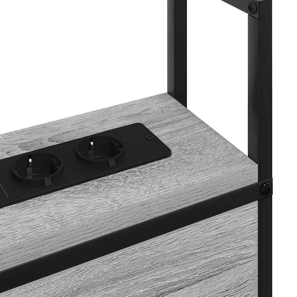Opberghoofdbord met Oplaadstation Grijs sonoma Bewerkt hout is nu te koop bij PeponiXL, paradijselijk wonen!