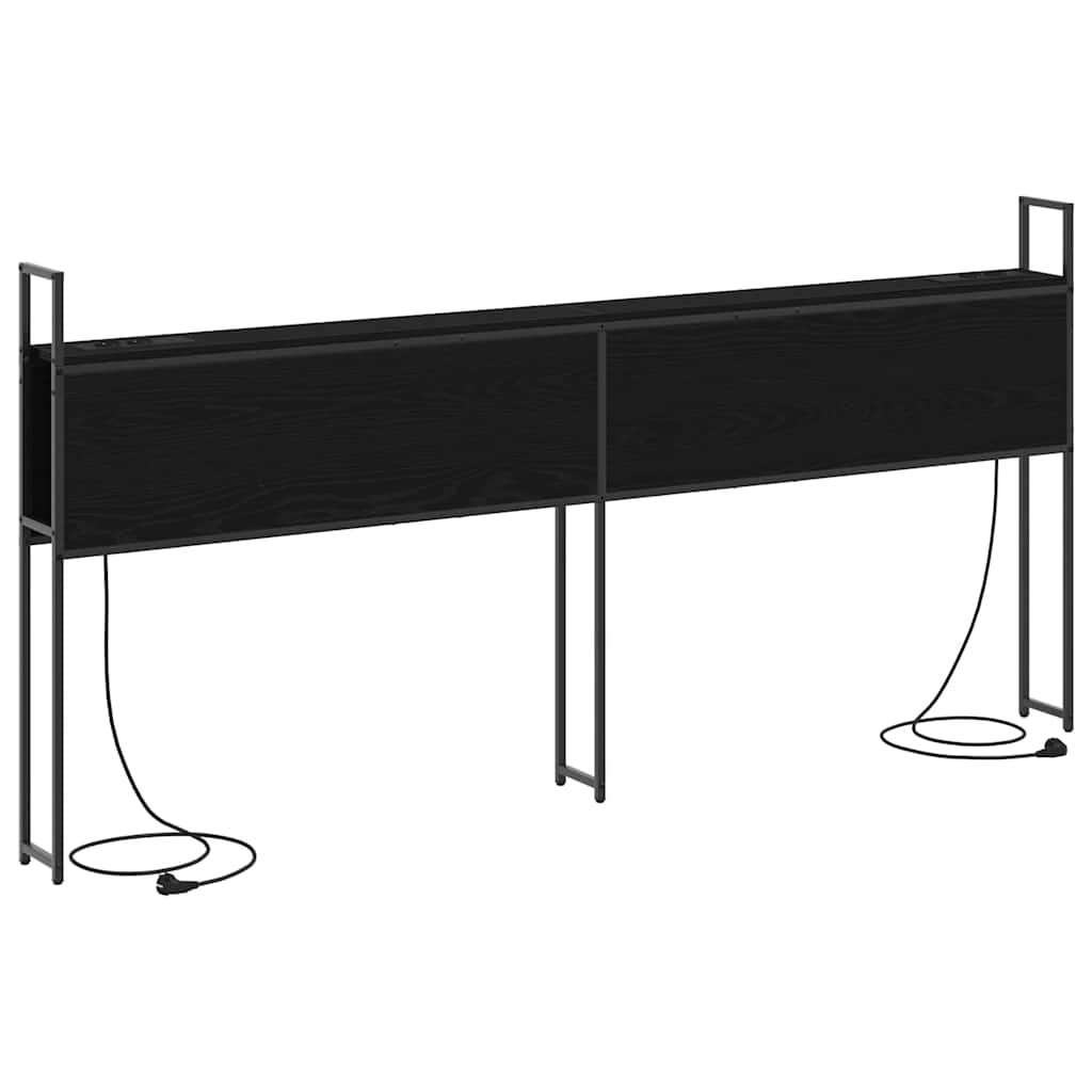 Opberghoofdbord met Oplaadstation Zwart eiken Bewerkt hout is nu te koop bij PeponiXL, paradijselijk wonen!