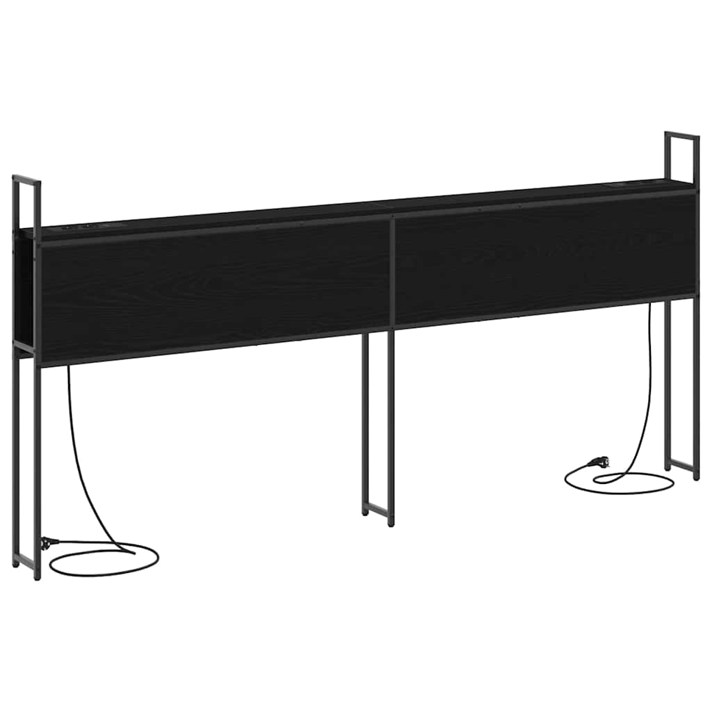 Opberghoofdbord met Oplaadstation Zwart eiken Bewerkt hout is nu te koop bij PeponiXL, paradijselijk wonen!