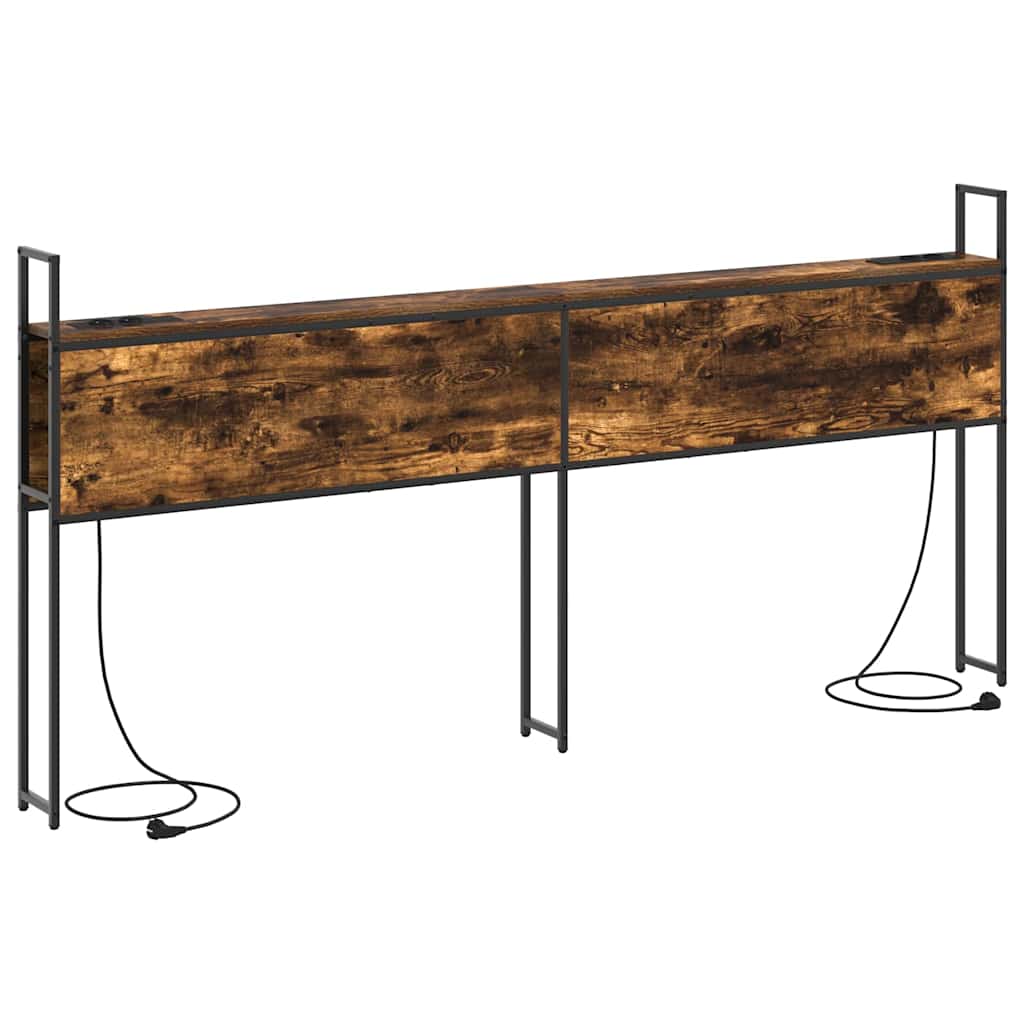 Opberghoofdbord met Oplaadstation Gerookt eiken Bewerkt hout is nu te koop bij PeponiXL, paradijselijk wonen!