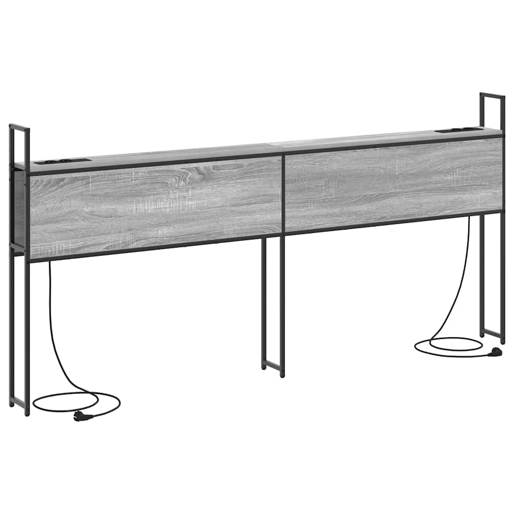 Opberghoofdbord met Oplaadstation Grijs sonoma Bewerkt hout is nu te koop bij PeponiXL, paradijselijk wonen!