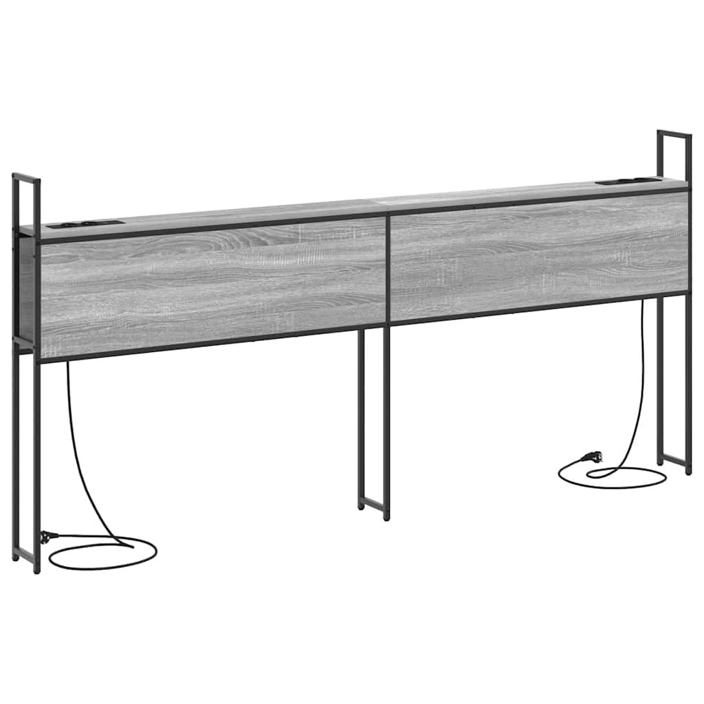 Opberghoofdbord met Oplaadstation Grijs sonoma Bewerkt hout is nu te koop bij PeponiXL, paradijselijk wonen!