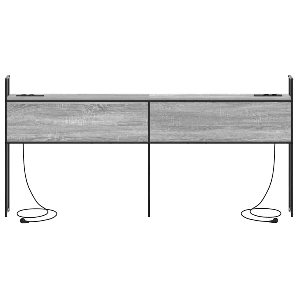 Opberghoofdbord met Oplaadstation Grijs sonoma Bewerkt hout is nu te koop bij PeponiXL, paradijselijk wonen!