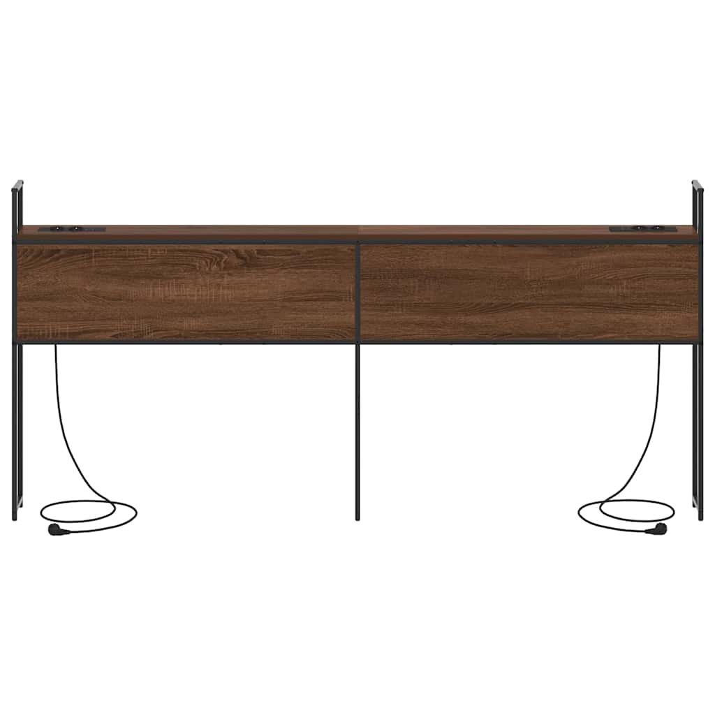 Opberghoofdbord met Oplaadstation bruin eikenkleur Bewerkt hout is nu te koop bij PeponiXL, paradijselijk wonen!