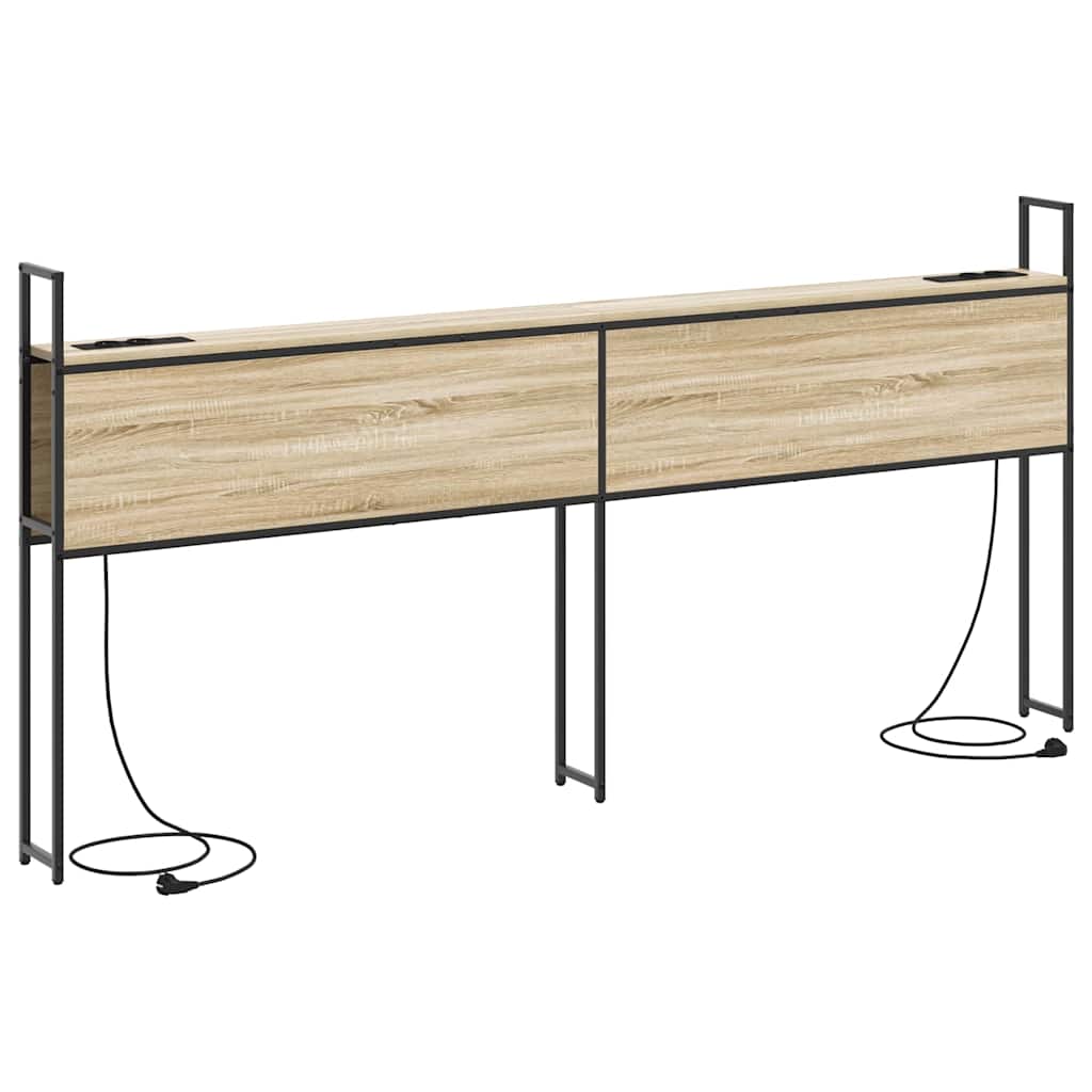 Opberghoofdbord met Oplaadstation Sonoma eiken Bewerkt hout is nu te koop bij PeponiXL, paradijselijk wonen!