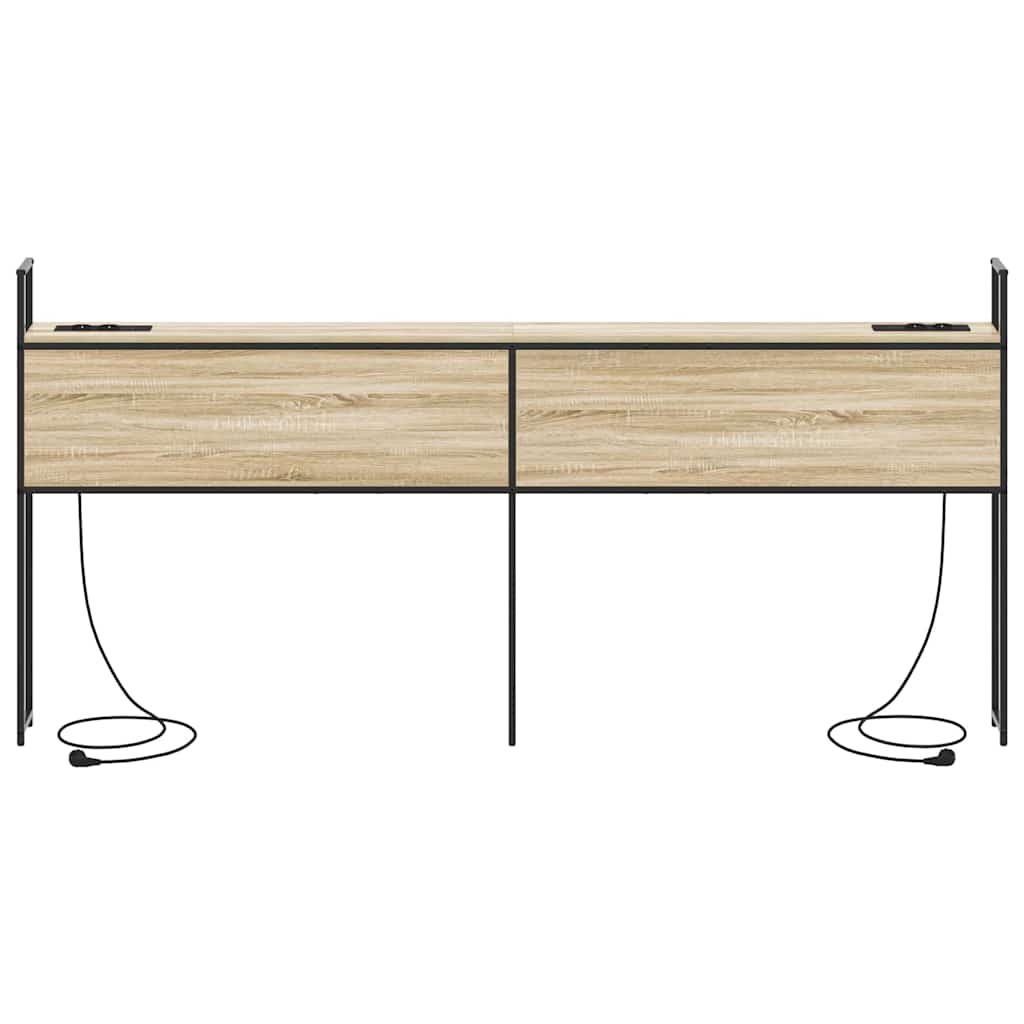 Opberghoofdbord met Oplaadstation Sonoma eiken Bewerkt hout is nu te koop bij PeponiXL, paradijselijk wonen!