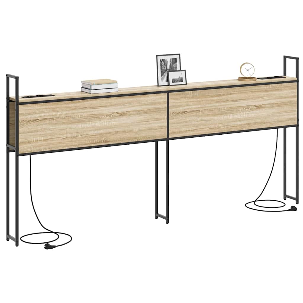 Opberghoofdbord met Oplaadstation Sonoma eiken Bewerkt hout is nu te koop bij PeponiXL, paradijselijk wonen!