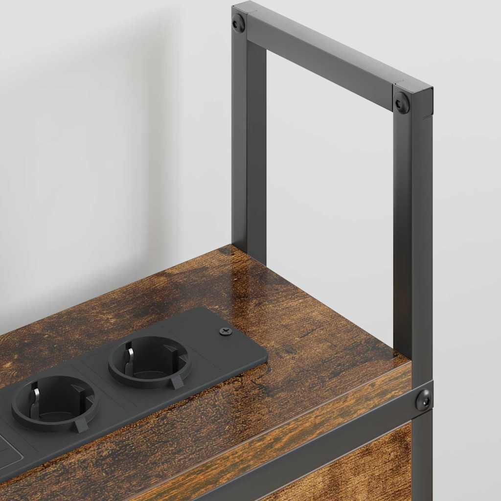 Opberghoofdbord met Oplaadstation Gerookt eiken Bewerkt hout is nu te koop bij PeponiXL, paradijselijk wonen!