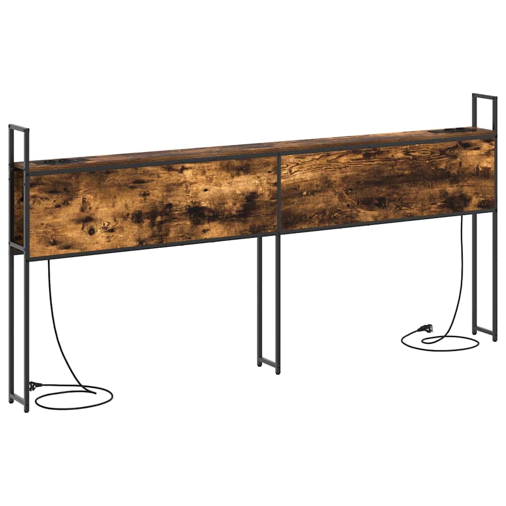 Opberghoofdbord met Oplaadstation Gerookt eiken Bewerkt hout is nu te koop bij PeponiXL, paradijselijk wonen!