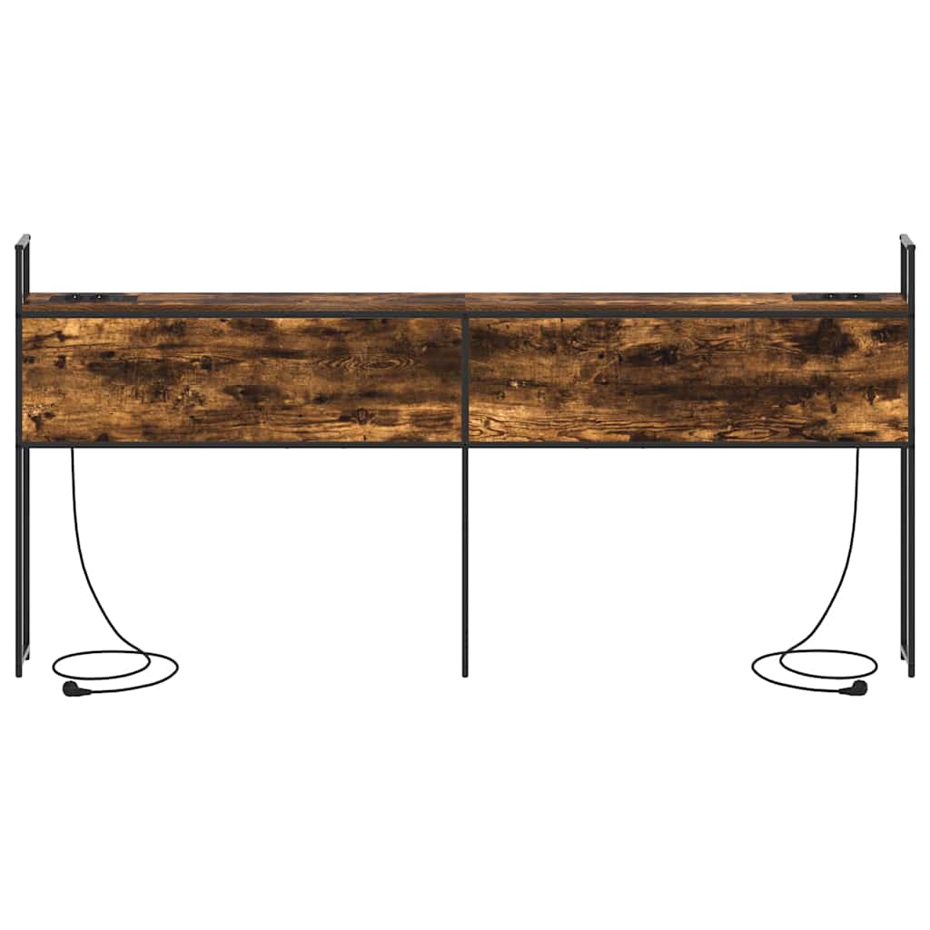 Opberghoofdbord met Oplaadstation Gerookt eiken Bewerkt hout is nu te koop bij PeponiXL, paradijselijk wonen!