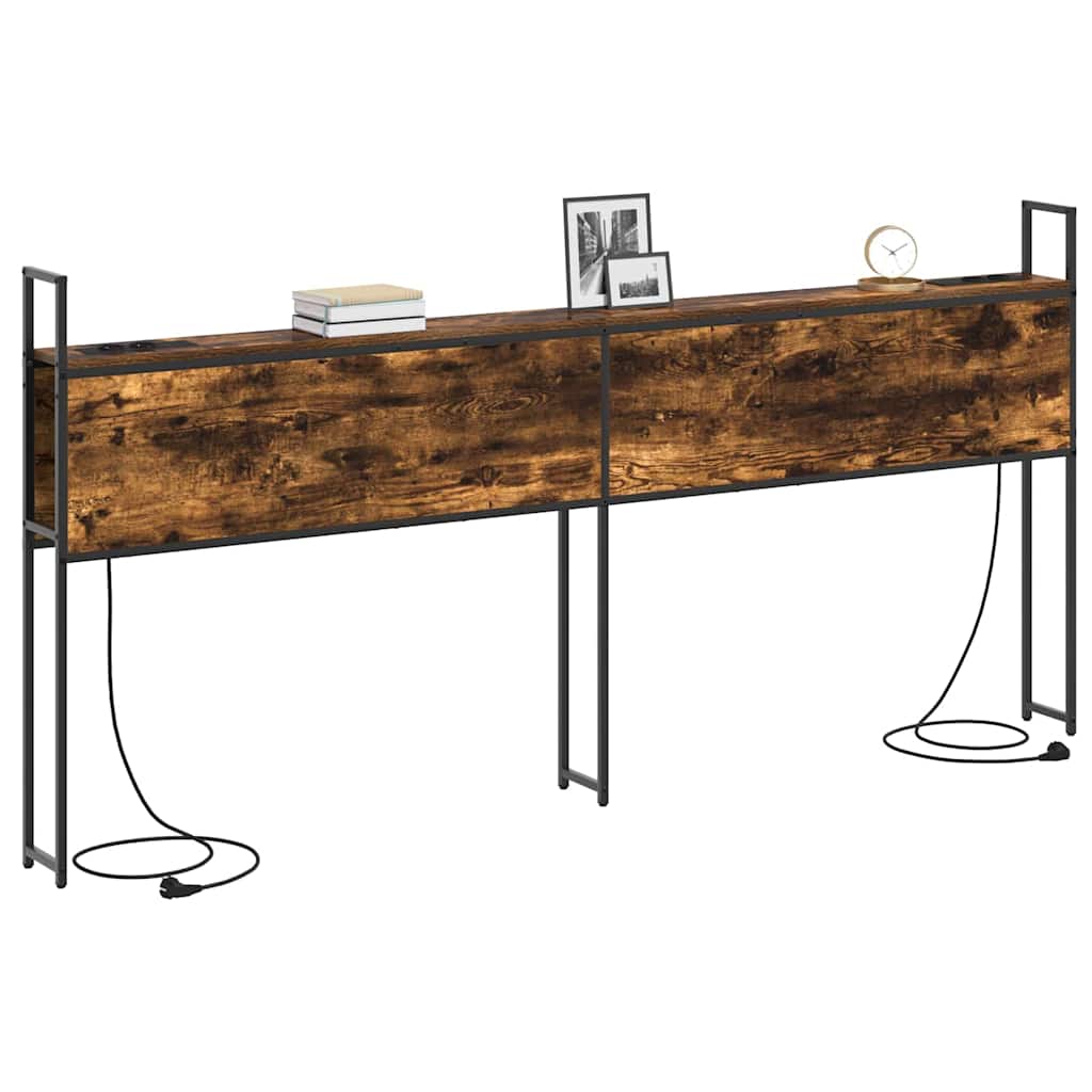 Opberghoofdbord met Oplaadstation Gerookt eiken Bewerkt hout is nu te koop bij PeponiXL, paradijselijk wonen!