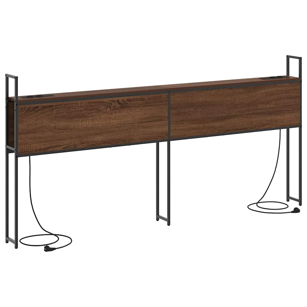 Opberghoofdbord met Oplaadstation bruin eikenkleur Bewerkt hout is nu te koop bij PeponiXL, paradijselijk wonen!