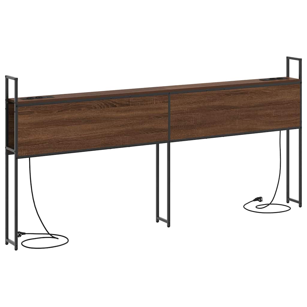 Opberghoofdbord met Oplaadstation bruin eikenkleur Bewerkt hout is nu te koop bij PeponiXL, paradijselijk wonen!