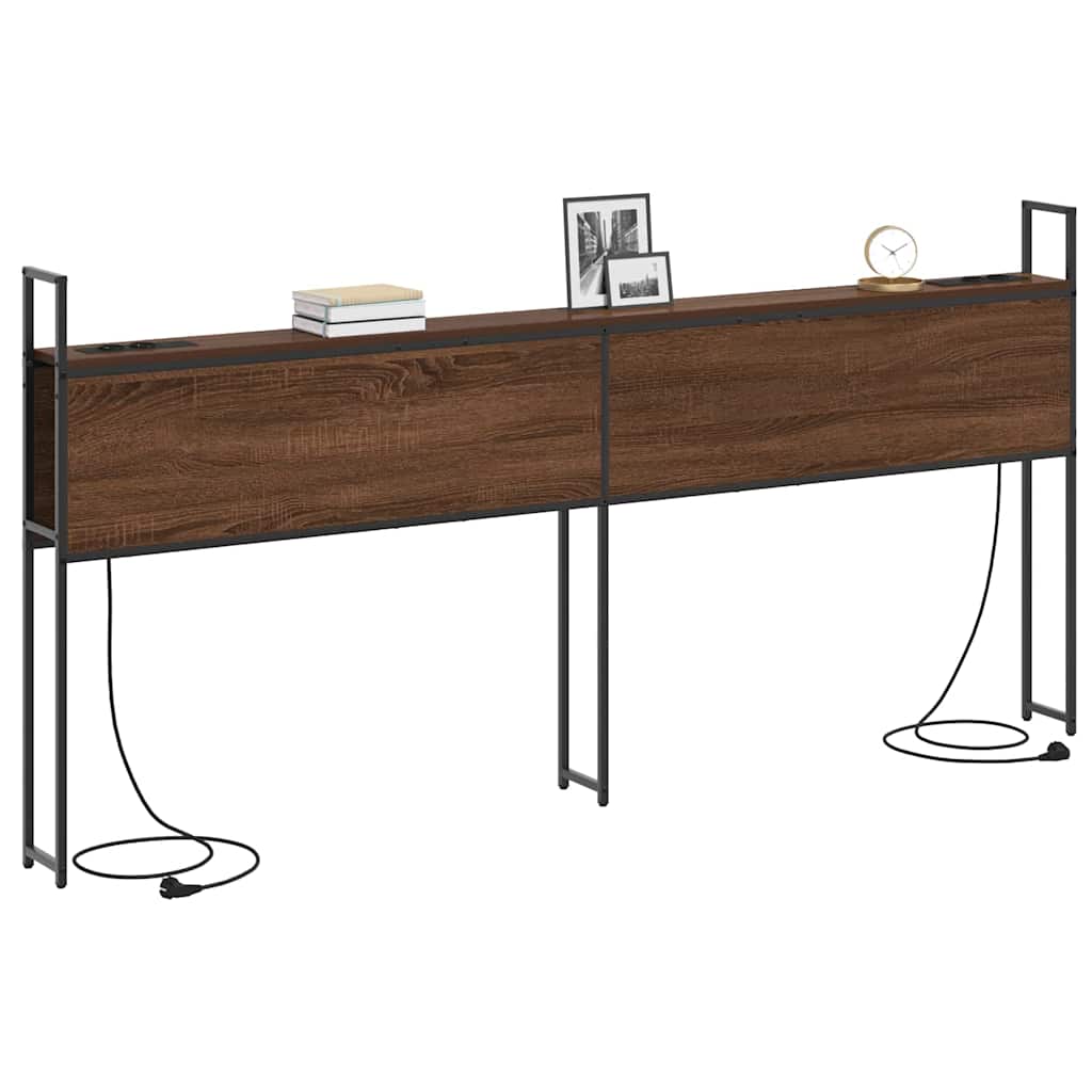 Opberghoofdbord met Oplaadstation bruin eikenkleur Bewerkt hout is nu te koop bij PeponiXL, paradijselijk wonen!