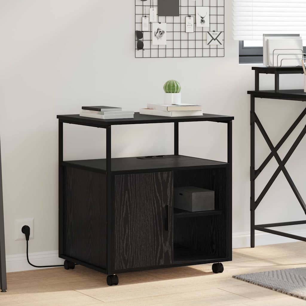 Kast met Oplaadstation Zwart Eiken 61 x 46 x 67 cm Bewerkt hout is nu te koop bij PeponiXL, paradijselijk wonen!