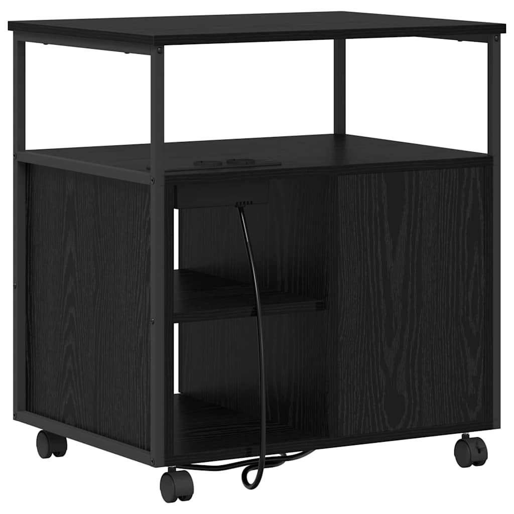 Kast met Oplaadstation Zwart Eiken 61 x 46 x 67 cm Bewerkt hout is nu te koop bij PeponiXL, paradijselijk wonen!