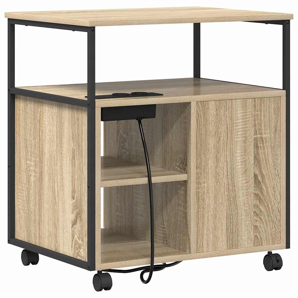 Kast met Oplaadstation met wiel Sonoma Eiken 61 x 46 x 67 cm is nu te koop bij PeponiXL, paradijselijk wonen!