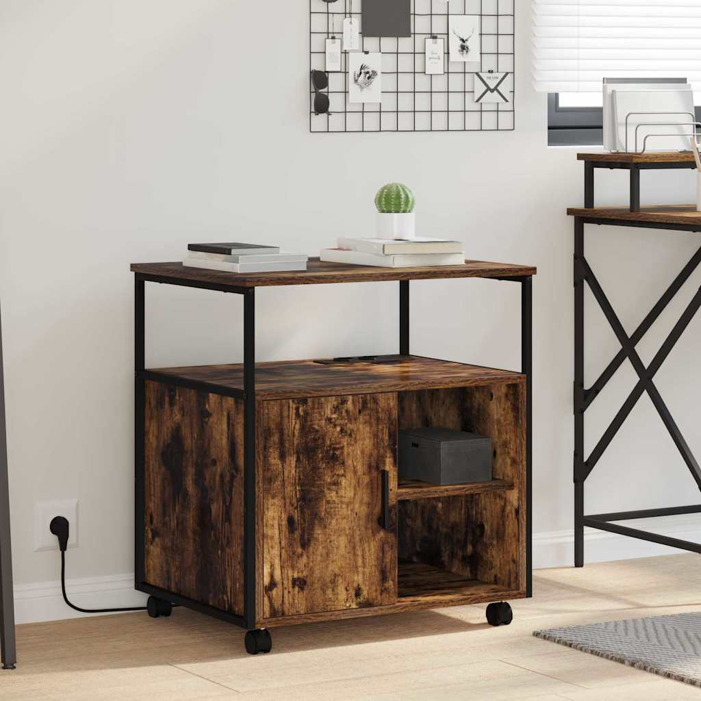 Kast met Oplaadstation met wiel Gerookt eiken 61 x 46 x 67 cm is nu te koop bij PeponiXL, paradijselijk wonen!