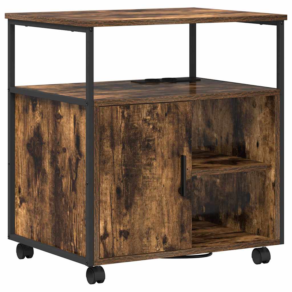 Kast met Oplaadstation met wiel Gerookt eiken 61 x 46 x 67 cm is nu te koop bij PeponiXL, paradijselijk wonen!