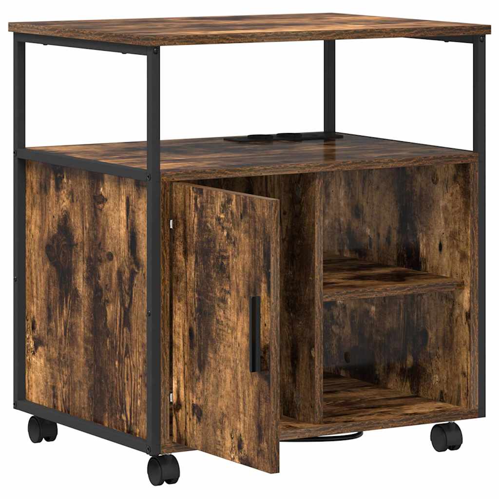 Kast met Oplaadstation met wiel Gerookt eiken 61 x 46 x 67 cm is nu te koop bij PeponiXL, paradijselijk wonen!
